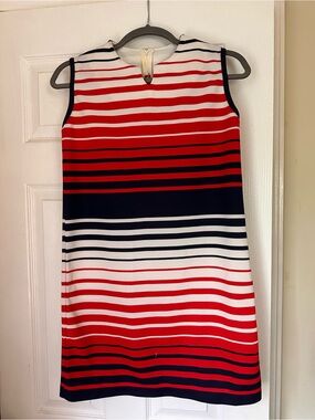 Vintage Red, White & Navy Striped Mini Shift Dress